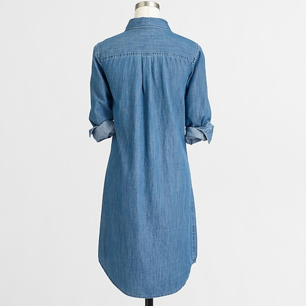 ☆SOLD☆J. Crew Chambray Long Sleeve Shirt Dress M - Picture 2 of 6